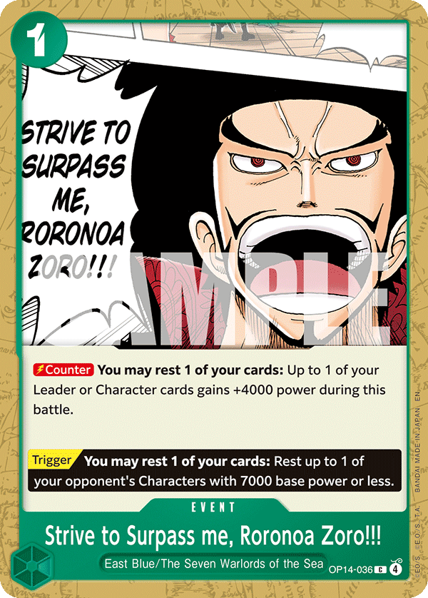 OP14-036 - Strive to Surpass me, Roronoa Zoro!!!